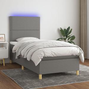 Boxspring met matras en LED stof donkergrijs 90x200 cm SKU: V3135326