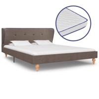 vidaXL Bed met traagschuim matras stof taupe 140x200 cm