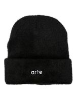 ARTE bonnet à logo brodé en fausse fourrure - Noir