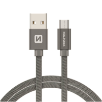 Swissten Micro-USB naar USB kabel - 2M - Grijs - thumbnail