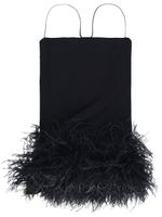 The Attico robe courte Fujiko bordée de plumes - Noir