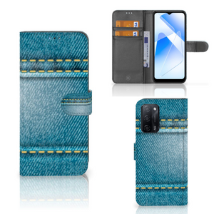 OPPO A16/A16s/A54s Wallet Case met Pasjes Jeans