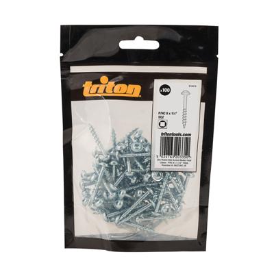 Triton Zinken Pocket Boring Schroeven met Sluitring Kop - Grof P/HC 8 x 1 - 1/2 inch - 100 stuks Triton Zinken Pocket Boring Schroeven met Sluitring Kop - Grof P/HC 8 x 1 - 1/2 inch - 100 stuks