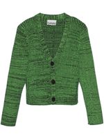 GANNI cardigan en maille chinée à coupe crop - Vert