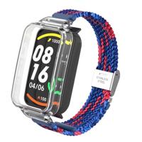 By Qubix - Braided nylon bandje met case - Blauw met rood - Xiaomi Smart band 7 Pro
