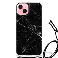 iPhone 15 Plus Anti-Shock Hoesje Marmer Zwart - Origineel Cadeau Vader - thumbnail