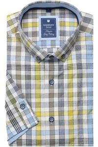 Redmond Casual Regular Fit Overhemd Korte mouw blauw/geel