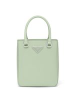 Prada petit sac cabas à plaque logo - Vert - thumbnail