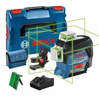 Bosch Professional 12V System bouwlaser GLL 3-80 CG (zonder accu en oplader, groene laser, binnenafwerking, met appfunctie, houder, werkbereik: 30 m, in L-BOXX)