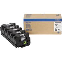 Brother HGe-261V5 Labeltape Set van 5 stuks Tapekleur: Wit Tekstkleur: Zwart 36 mm 8 m - thumbnail