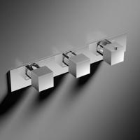 Douchekraan Hotbath Bloke Inbouw Thermostatisch Vierkant Horizontaal Glans Chroom 3 Greeps