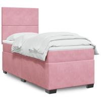 vidaXL Boxspring met matras fluweel roze 90x200 cm, boxspring, ledikant, bedframe, bed, boxspring bed, bedbodem, seniorenbed, senioren bed