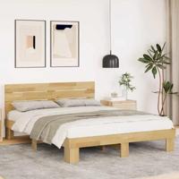 vidaXL Bedframe hoofdeinde zonder matras 140x200 cm massief hout eiken, slaapkamermeubels, bedbodem, tweepersoonsbed, bed, bedstee, houten bed