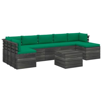 vidaXL 8-delige Loungeset met kussens pallet massief grenenhout vidaXL 8-delige Loungeset met kussens pallet massief grenenhout