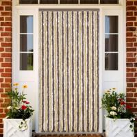 VidaXL Vliegengordijn 100x220 cm chenille donkerbruin en beige
