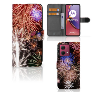 Motorola Moto G84 Wallet Case met Pasjes Vuurwerk