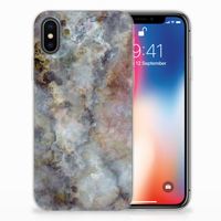 Apple iPhone X | Xs TPU Siliconen Hoesje Marmer Grijs - thumbnail