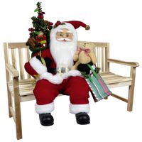 Kerstman beeld - H45 cm - rood - zittend - kerstpop   - - thumbnail