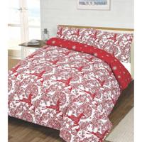 Dekbedovertrek Rendier Rood - 140x200cm + 1 Kussensloop 60x70cm
