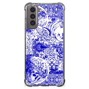 Extreme Case Samsung Galaxy S21 Angel Skull Blauw