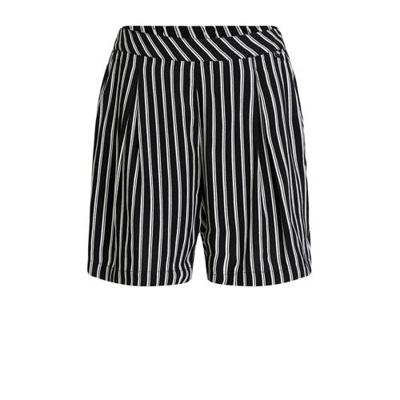 WE Fashion gestreepte loose fit short zwart/wit