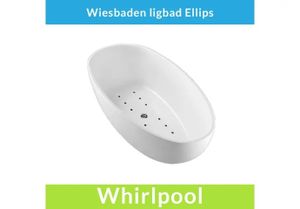 Wiesbaden Vrijstaande Whirlpool Ellips 180x90x58 cm Luchtsysteem Met Gunmetal Jets Wit