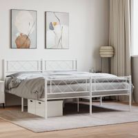 Bedframe met hoofd- en voeteneinde metaal wit 140x190 cm