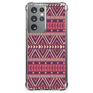 Samsung Galaxy S21 Ultra Doorzichtige Silicone Hoesje Aztec Paars