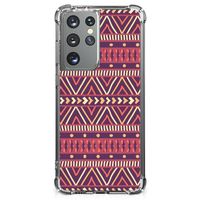 Samsung Galaxy S21 Ultra Doorzichtige Silicone Hoesje Aztec Paars - thumbnail