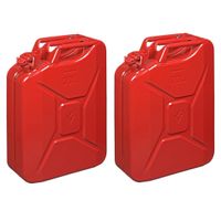 Set van 2x stuks metalen jerrycan rood voor brandstof 20 liter