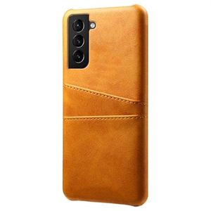 Samsung Galaxy S22 5G KSQ Bekleed Plastic Hoesje met Kaartsleuven - Oranje