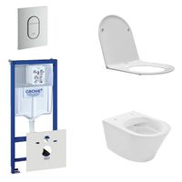 Praya Vesta Toiletset - spoelrandloos - inbouwreservoir - softclose - quickrelease - bedieningsplaat verticaal - mat chroom 0729205/0729241/sw95748/sw96079/