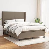 vidaXL Boxspring met matras stof taupe 140x190 cm, bed, boxspringbed, tweepersoonsbed, slaapmeubel, boxspring bed, bed met matras, bedframe, ledikant