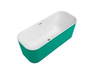 Villeroy & Boch Finion vrijstaand bad 170x70 cm Quaryl met push-to-open afvoerplug, toevoer, chromen designring en emotion-functie, wit/groen