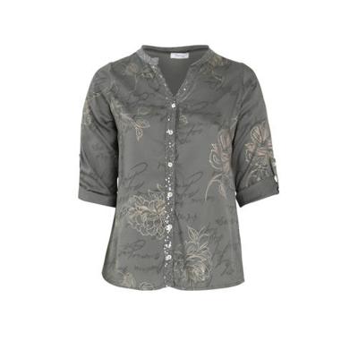 Paprika top met all over print en pailletten grijs/goud/antraciet