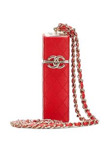 CHANEL Pre-Owned étui matelassé à plaque logo - Rouge