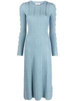 SANDRO robe nervurée à design métallisé - Bleu