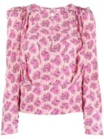 ISABEL MARANT blouse en soie mélangée à imprimé graphique - Rose