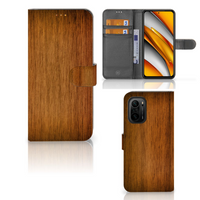 Poco F3 | Xiaomi Mi 11i Book Style Case Donker Hout - thumbnail