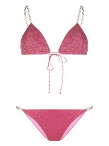 Oséree bikini métallisé à détail de chaîne - Rose