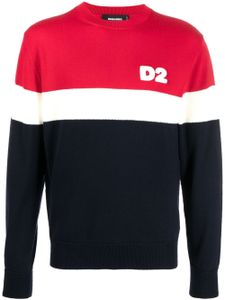 DSQUARED2 pull en laine à design colour block - Bleu