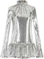 Rabanne robe courte volantée à sequins - Argent