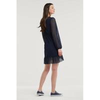 VILA semi-transparante jurk VIANDREA met volant donkerblauw