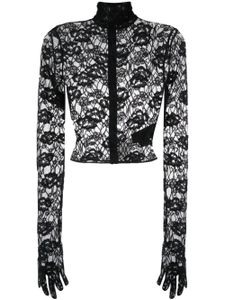 Saint Laurent blouse à fleurs en jacquard - Noir