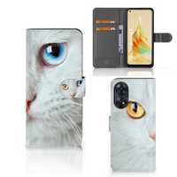 OPPO Reno8 T 4G Telefoonhoesje met Pasjes Witte Kat - thumbnail