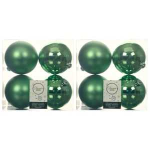 24x stuks kunststof kerstballen groen 10 cm glans/mat