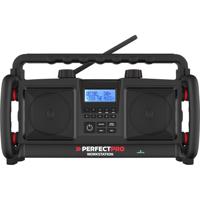 PerfectPro WORKSTATION Bouwradio VHF (FM), DAB+ Bluetooth, AUX Acculaadfunctie, Handsfreefunctie, Incl. microfoon, Spatwaterbestendig, Stofdicht, Stofvast, - thumbnail