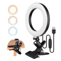 6.3 2700K-5500K Selfie Ring Video Light met klem mount voor online onderwijs make-up video-opname Live Steaming - thumbnail