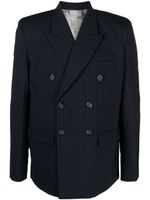 VTMNTS blazer rayé à boutonnière croisée - Bleu