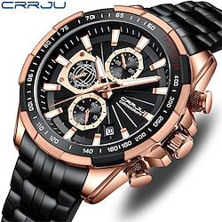 crrju herenhorloges fashion business multifunctionele quartz chronograaf met automatische datum en lichtgevende wijzers relogio masculino Lightinthebox